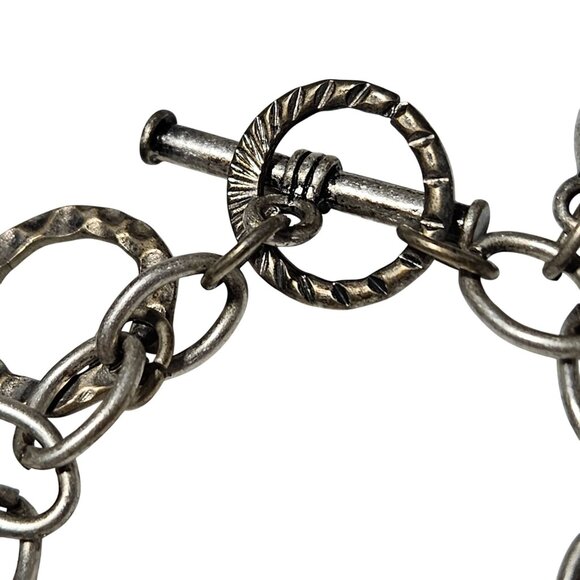 Vintage Silver Tone Charm Bracelet Peace Heart Wing Charms Fashion Jewelry Women - Picture 5 of 6